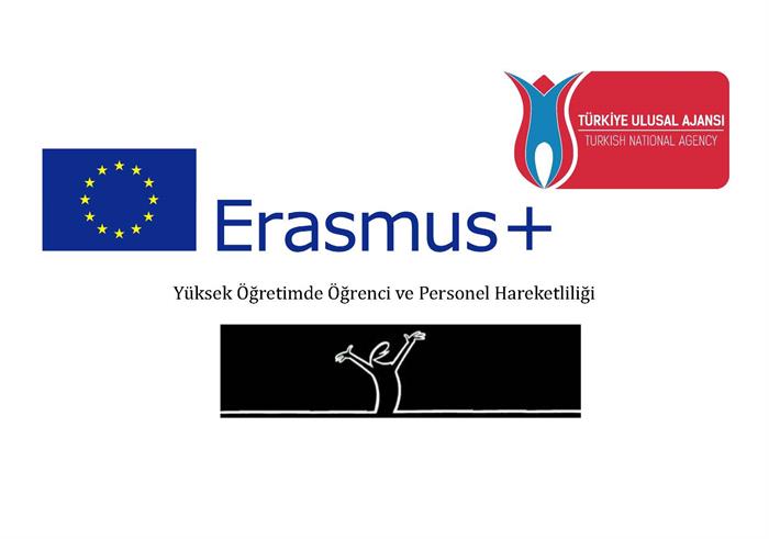 Erasmus Bilgilendirme Sunumunda 'ERASMUS+ Yüksek Öğretimde Öğrenci ve Personel Hareketliliği' yazısının yer aldığı giriş sayfası